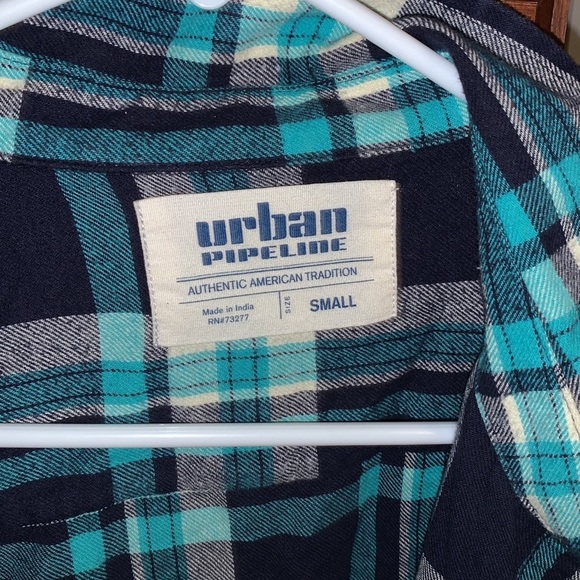 Urban Pipeline Teal, Blue, and White Flannel - Picture 2 of 2